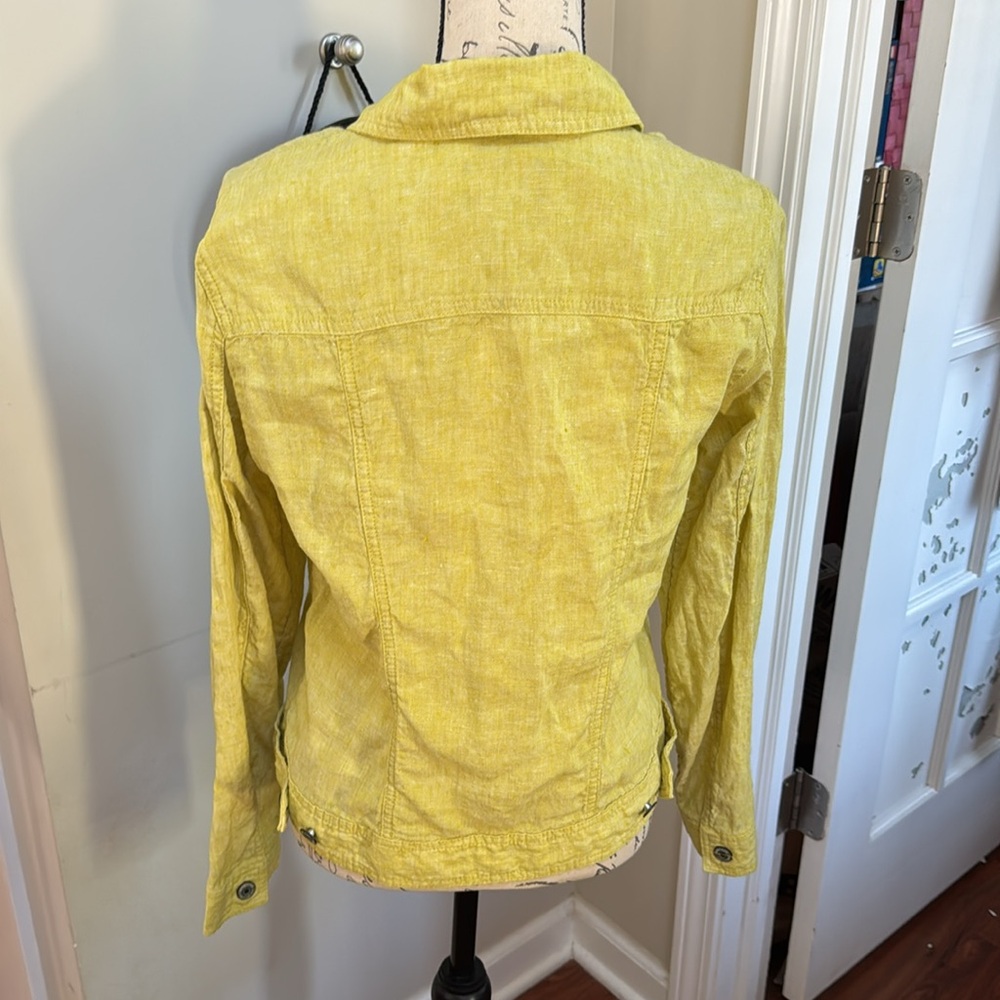 Jones NY Linen Jean Jacket in Lemon 🍋 Yellow - Picture 5 of 10